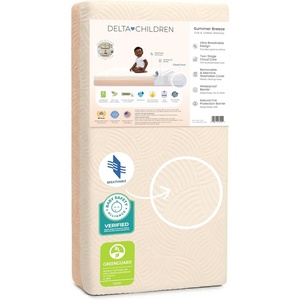 image:imageDelta Children Summer Breeze Mattress  Breathable Baby Crib amp Toddler Mattress with Cloud Core  Machine Washable Cover  GREENGUARD Gold  Waterproof  Sustainably Sourced Core ApricotWhiteSummer Crib Mattress