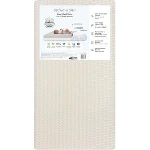 image:imageDelta Children Summer Breeze Mattress  Breathable Baby Crib amp Toddler Mattress with Cloud Core  Machine Washable Cover  GREENGUARD Gold  Waterproof  Sustainably Sourced Core ApricotWhiteBreatheClear