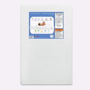 image:imageDelta Children Twinkle Stars Breathable 4inch Mini Crib Mattress with RemovableMachine Washable Cover  GREENGUARD Gold  Waterproof  Sustainably Sourced Core Fiber Core GreenWhite