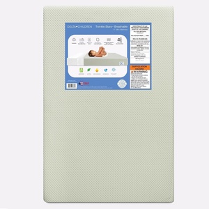 image:imageDelta Children Twinkle Stars Breathable 4inch Mini Crib Mattress with RemovableMachine Washable Cover  GREENGUARD Gold  Waterproof  Sustainably Sourced Core Fiber Core GreenGreen