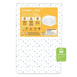 image:imageSimmons Kids Quiet Nights 4inch Mini Crib Mattress  GREENGUARD Gold  Waterproof  Sustainably Sourced Core Fiber Core WhiteBlueWhiteBlue Mini Crib Mattress