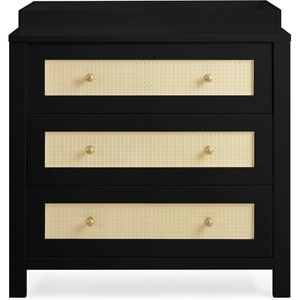 image:imageSimmons Kids Theo 3 Drawer Dresser with Changing Top and Interlocking Drawers Bianca WhiteTextured AlmondBlackTextured Almond
