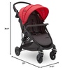 image:imageJeep Gemini Stroller by Delta Children  Full of Features Easy OneHand Fold Recline Lightweight Oversized Canopy 2 Cup Holders Shock Absorbing Frame Grey Tweed with Red