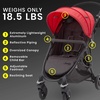 image:imageJeep Gemini Stroller by Delta Children  Full of Features Easy OneHand Fold Recline Lightweight Oversized Canopy 2 Cup Holders Shock Absorbing Frame Grey Tweed with Red