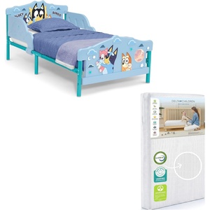 image:imageDelta Children 3D Toddler Bed amp Mattress Bluey  2Piece Toddler Furniture Set Includes Toddler Bed with Guardrails  Waterproof Toddler Mattress GREENGUARD Gold CertifiedBluey