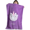 image:imageDelta Children Personalized Sherpa Throw Blanket with Storage Pocket for Kids Magenta CatPurple Unicorn