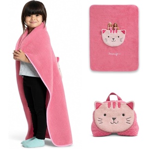 image:imageDelta Children Personalized Sherpa Throw Blanket with Storage Pocket for Kids Magenta CatMagenta Cat