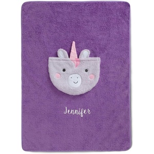 image:imageDelta Children Personalized Sherpa Throw Blanket with Storage Pocket for Kids Magenta CatPurple Unicorn