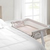 image:imageGAP babyGap Whisper Bedside Bassinet Sleeper with Breathable Mesh and Adjustable Heights  Lightweight Portable Crib  Made with Sustainable Materials Pink StripesOatmeal