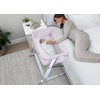 image:imageGAP babyGap Whisper Bedside Bassinet Sleeper with Breathable Mesh and Adjustable Heights  Lightweight Portable Crib  Made with Sustainable Materials Pink StripesPink Stripes
