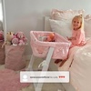 image:imageGAP babyGap Whisper Bedside Bassinet Sleeper with Breathable Mesh and Adjustable Heights  Lightweight Portable Crib  Made with Sustainable Materials Pink StripesPink Stripes