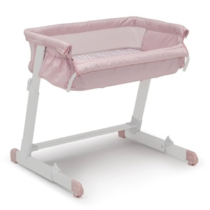 image:imageGAP babyGap Whisper Bedside Bassinet Sleeper with Breathable Mesh and Adjustable Heights  Lightweight Portable Crib  Made with Sustainable Materials Pink StripesPink Stripes