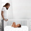image:imageSimmons Kids Quiet Nights Breathable 4inch Mini Crib Mattress with RemovableMachine Washable Cover  GREENGUARD Gold  Waterproof  Sustainably Sourced Core Fiber Core BlueWhiteBlue Mini Crib Mattress